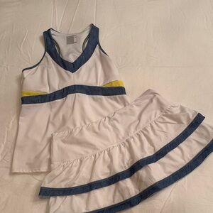 Lucky in love White and Blue Tennis Tank and Skirt Set